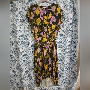 Cato High Low Dress in Yellow and Purple Floral